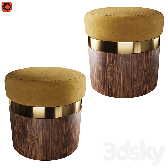 Set of modern ottomans_6 3ds Max - thumbnail 2