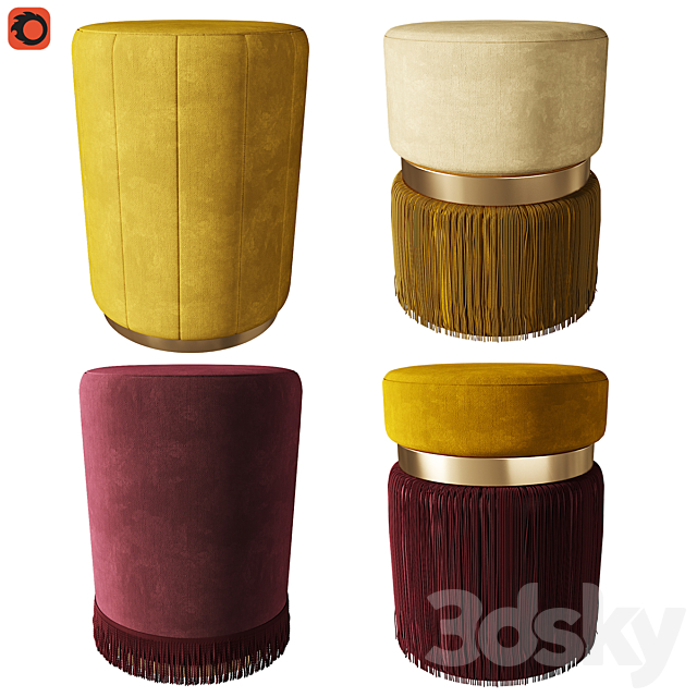 Set of ottomans 2 3DSMax File - thumbnail 1