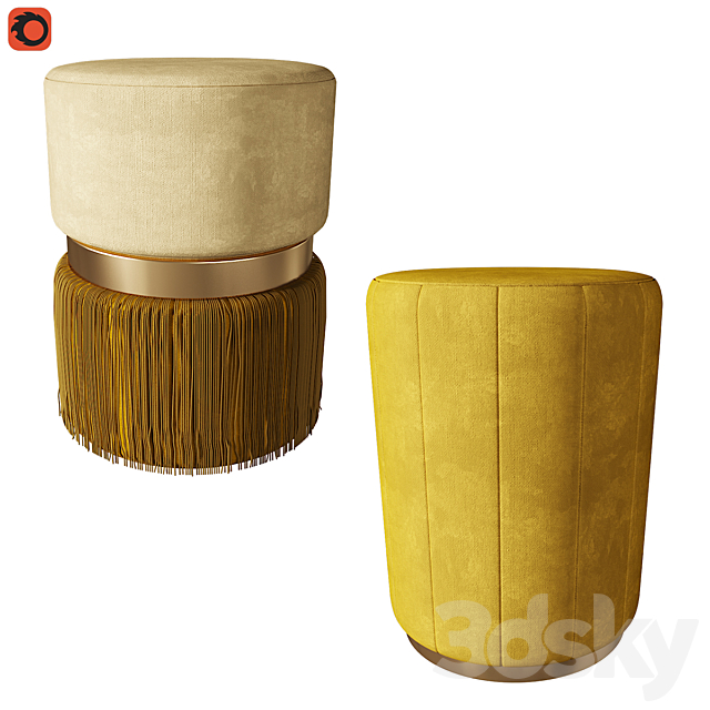 Set of ottomans 2 3DSMax File - thumbnail 2