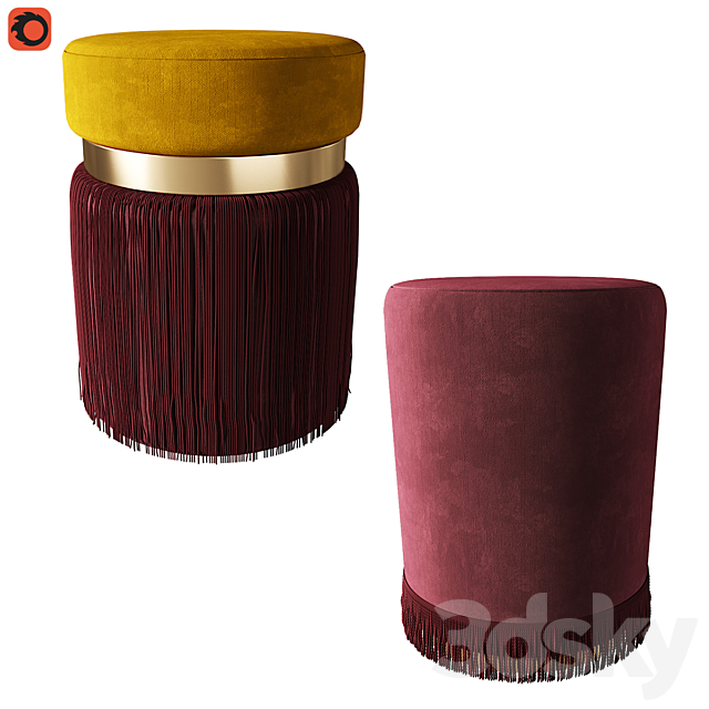 Set of ottomans 2 3DSMax File - thumbnail 3