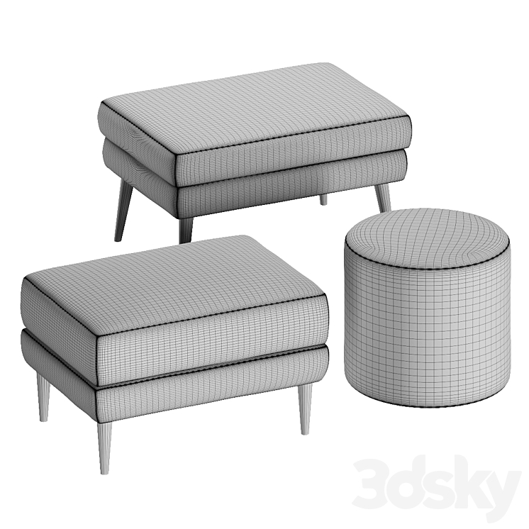 Set of Poufs La Redoute Interieurs 3DS Max Model - thumbnail 2