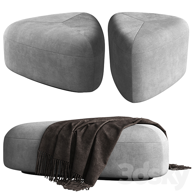 Set of poufs “Stone” 3DS Max Model - thumbnail 2