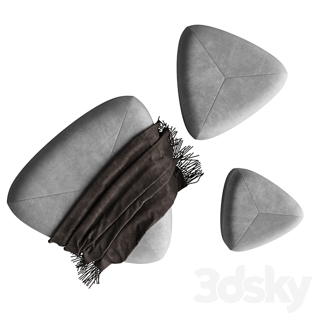 Set of poufs “Stone” 3DS Max Model - thumbnail 3