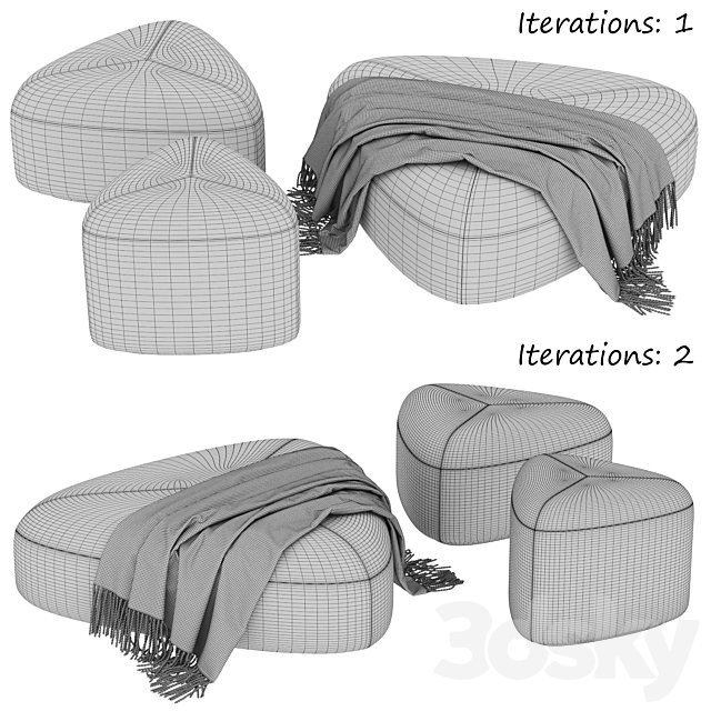 Set of poufs “Stone” 3DS Max Model - thumbnail 5