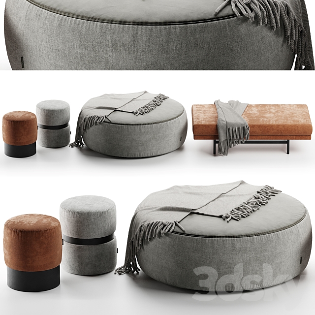 Set pouf laskasas 3DS Max Model - thumbnail 2