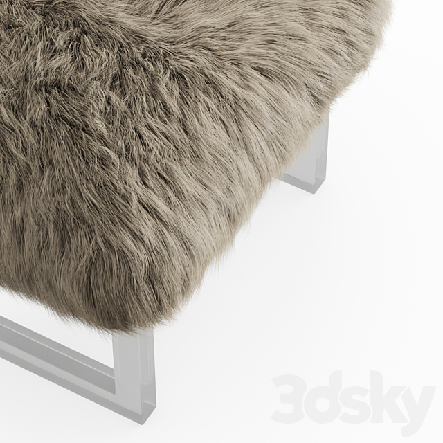 Sheepskin bench fur 3DS Max Model - thumbnail 4