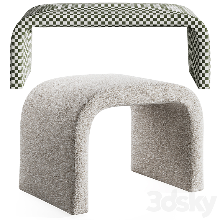 Sienna pouffe and bench by Urban outfitters 3DS Max Model - thumbnail 1