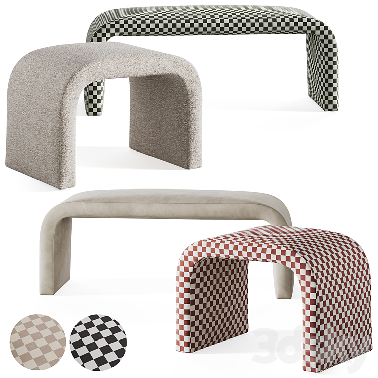 Sienna pouffe and bench by Urban outfitters 3DS Max Model - thumbnail 2