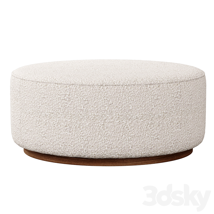 Sinclair Large Round Boucle Ottoman Whistler Oyster Suede by Four Hands 3DS Max Model - thumbnail 3