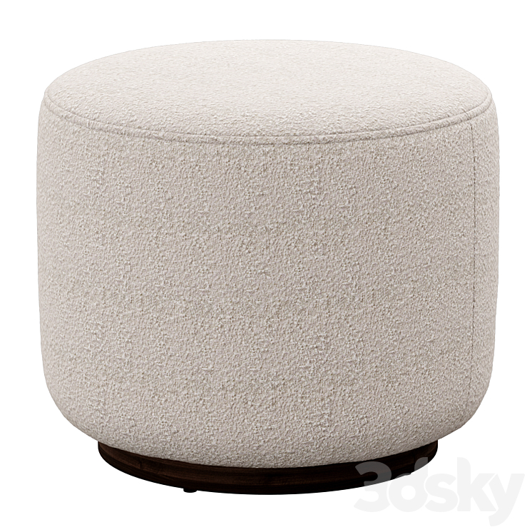 Sinclair Round Boucle Ottoman Whistler Oyster Suede by Four Hands 3DS Max Model - thumbnail 3