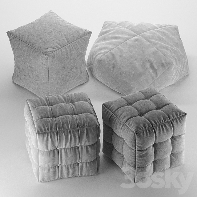 Soft fabric poufs 3DSMax File - thumbnail 2