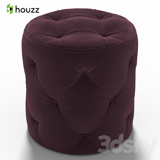 Stool Curves Tufted Round Ottoman Purple 3DS Max Model - thumbnail 1