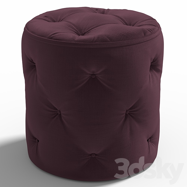 Stool Curves Tufted Round Ottoman Purple 3DS Max Model - thumbnail 2