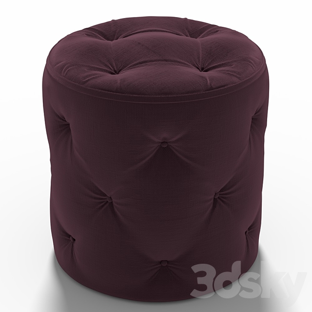 Stool Curves Tufted Round Ottoman Purple 3DS Max Model - thumbnail 3