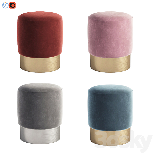 Stool Pall Mall Eichholtz 3DS Max Model - thumbnail 2