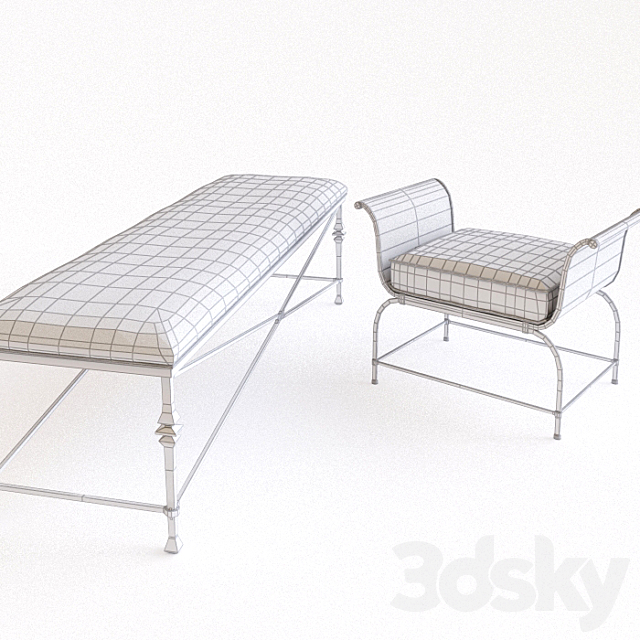 Sutton House Metal Bench 3ds Max - thumbnail 3