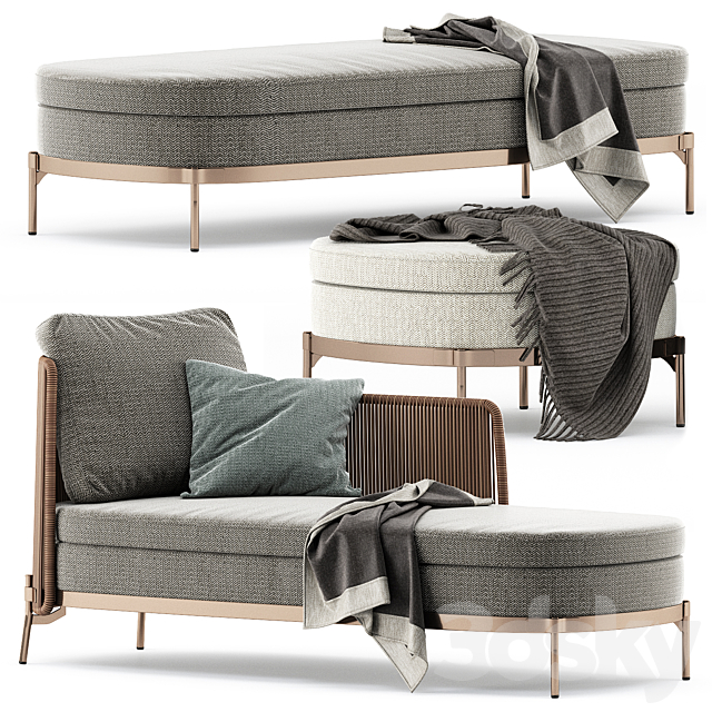 TAPE CORD PAOLINA and BENCH and OTTOMAN by Minotti 3DSMax File - thumbnail 3