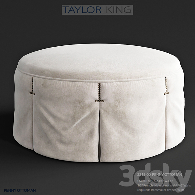 Taylor King Penny ottoman 3DSMax File - thumbnail 1