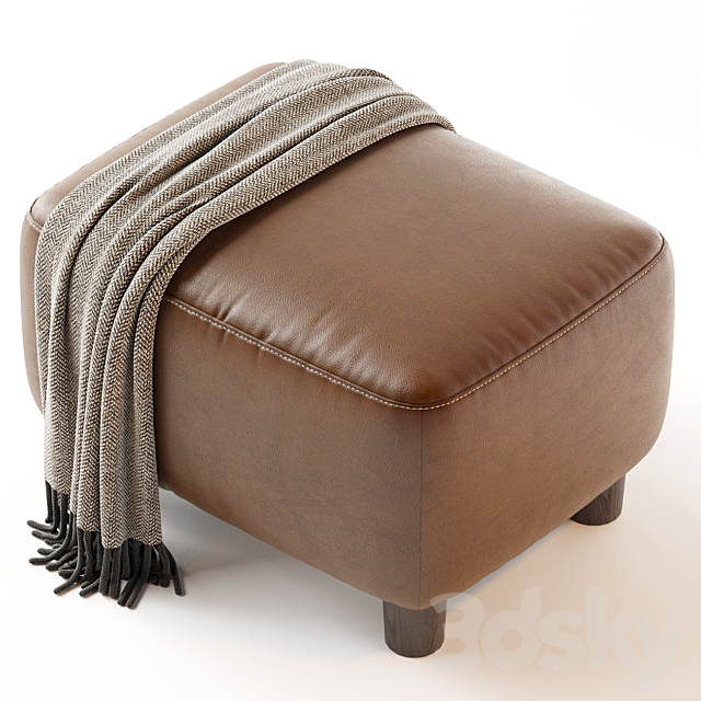 Teddy Leather Club Ottoman – Sesame 3DS Max Model - thumbnail 2