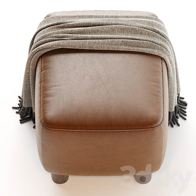 Teddy Leather Club Ottoman – Sesame 3DS Max Model - thumbnail 3