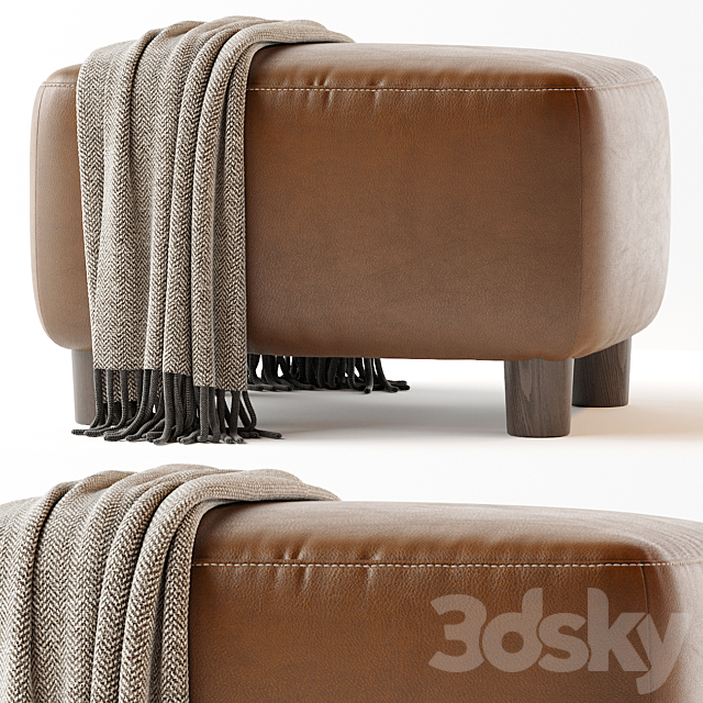 Teddy Leather Club Ottoman – Sesame 3DS Max Model - thumbnail 4