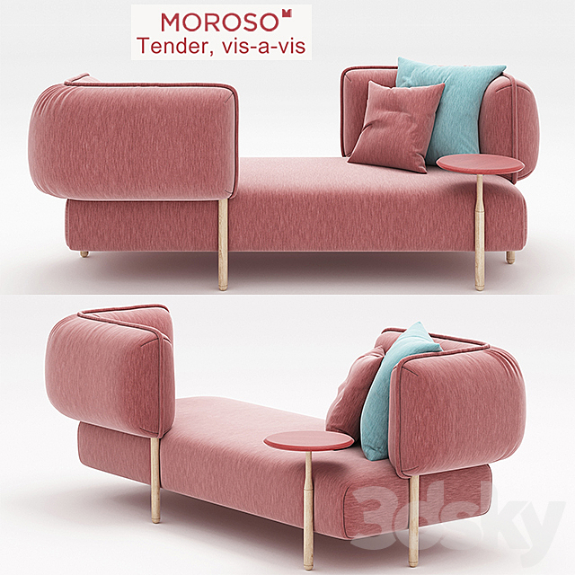 Tender daybed + bench. vis-a-vis 3DSMax File - thumbnail 1