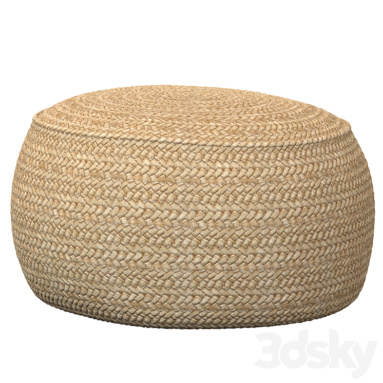 The Raffia Flores Pouffe round Natural 3DS Max Model - thumbnail 2