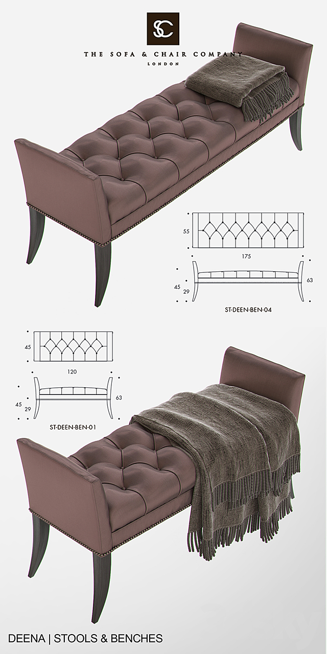 THE SOFA AND CHAIR COMPANY – DEENA Bench 3ds Max - thumbnail 2