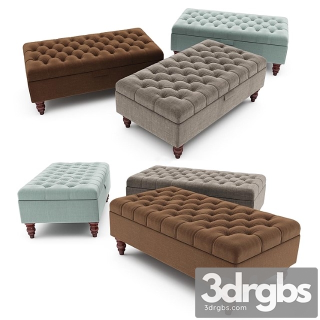 Tiffany Linen Footstool Ottoman 3dsmax Download - thumbnail 1