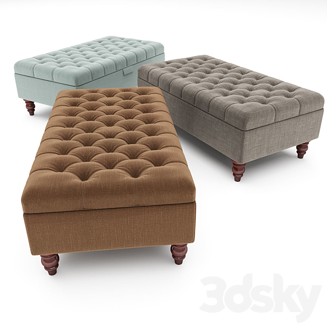 Tiffany Linen Footstool ottoman 3DSMax File - thumbnail 3