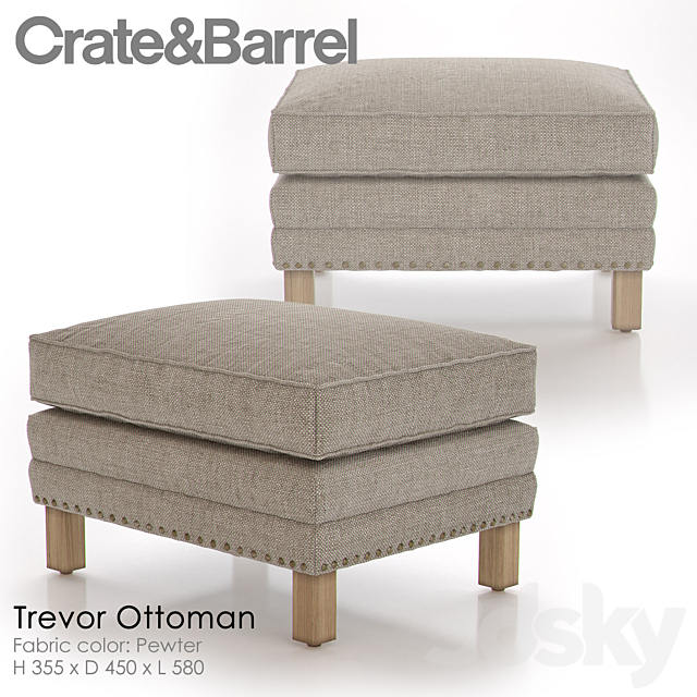 TREVOR Ottoman – CRATE & BARREL 3DSMax File - thumbnail 1