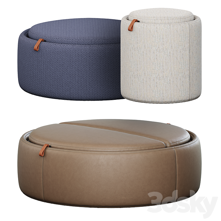 Tumidei Pill Pouf Set 3DS Max Model - thumbnail 1