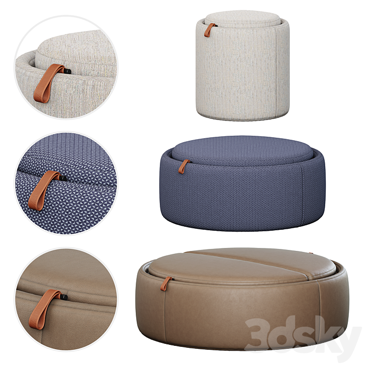 Tumidei Pill Pouf Set 3DS Max Model - thumbnail 2