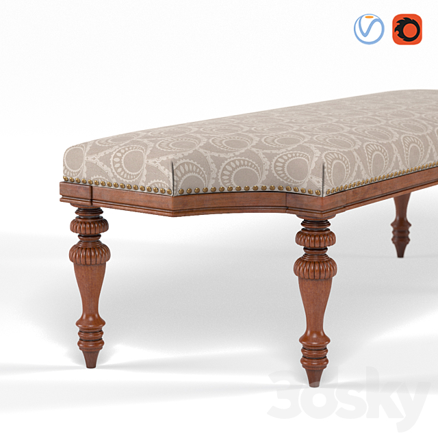 Tuxedo Classic Bench 3DS Max Model - thumbnail 2