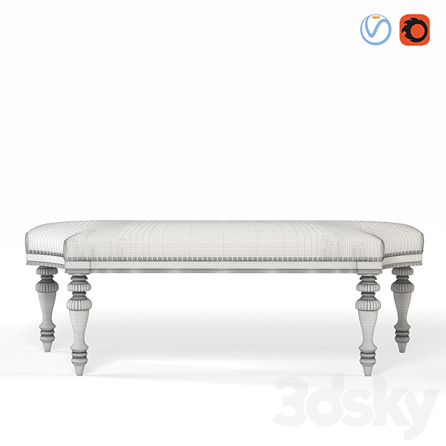 Tuxedo Classic Bench 3DS Max Model - thumbnail 4