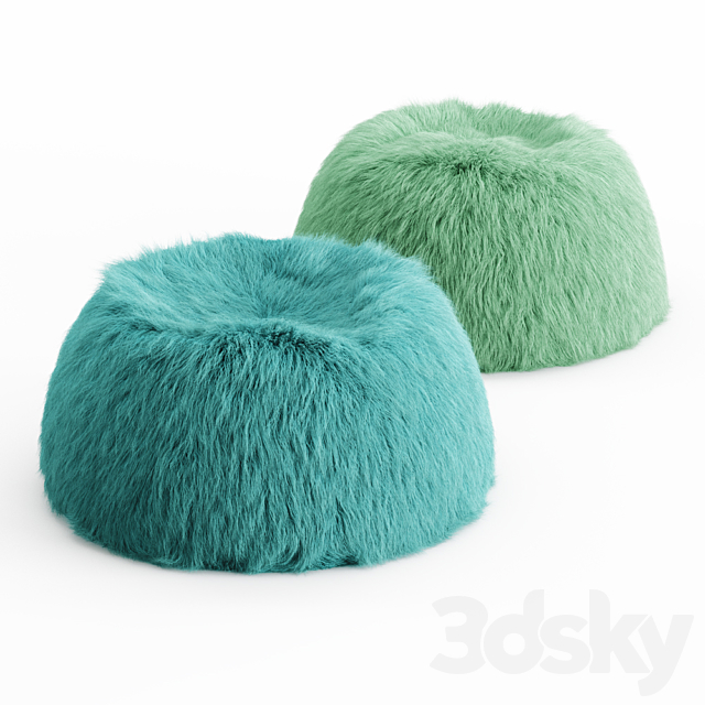 Two Himalayan Faux-Fur Beanbag 3DSMax File - thumbnail 1