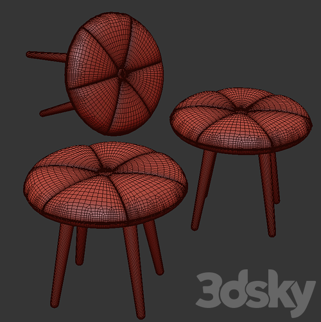 Upholstered bench WON Pumpkin 3DSMax File - thumbnail 2