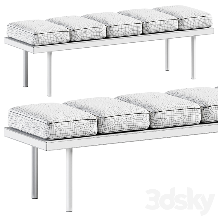 Valentino Bench by Missana \/ Soft bench 3DS Max Model - thumbnail 2