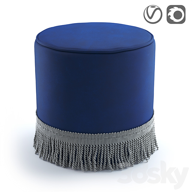 Velor pouf with fringe Ramona 3DSMax File - thumbnail 1