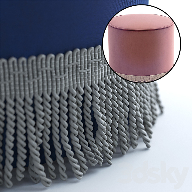 Velor pouf with fringe Ramona 3DSMax File - thumbnail 2