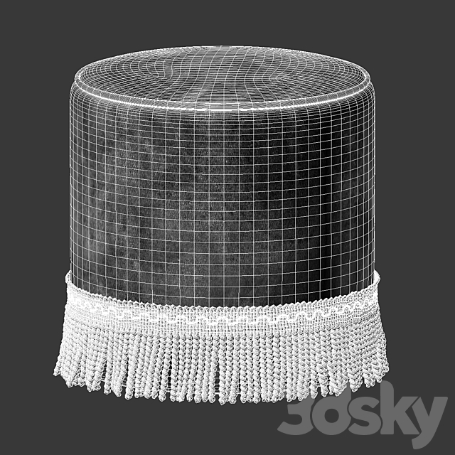 Velor pouf with fringe Ramona 3DSMax File - thumbnail 3