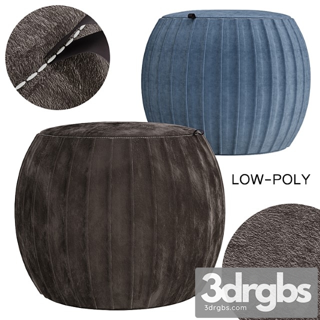 Velvet pleated round pouf ottoman 2 3dsmax Download - thumbnail 1