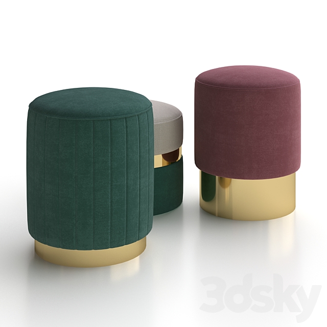 Velvet stool by Smart Living 3ds Max - thumbnail 2