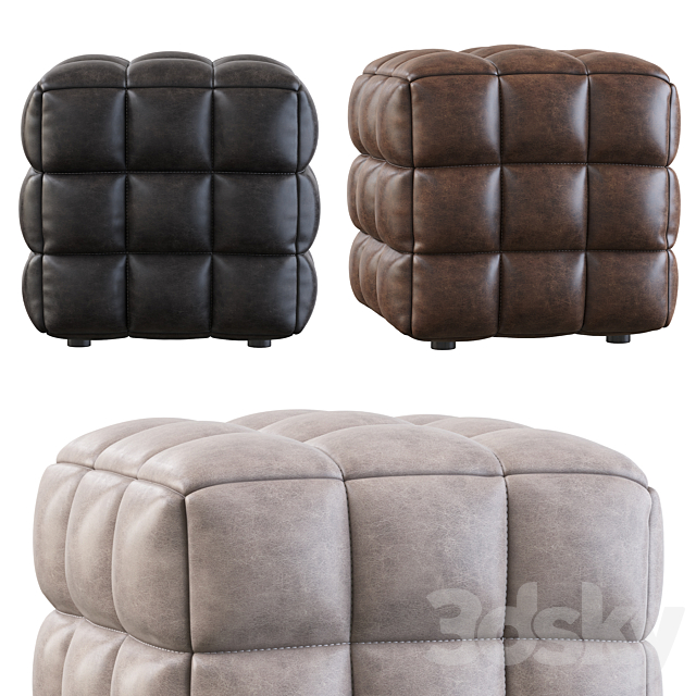 VELVET TUFTED CUBE FOOTSTOOL OTTOMAN 3ds Max - thumbnail 1