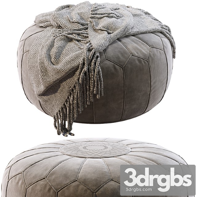 Vintage round moroccan pouf hand tooled in marrakech 2 3dsmax Download - thumbnail 1