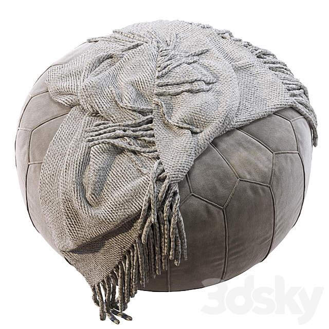 Vintage Round Moroccan Pouf Hand Tooled In Marrakech 3DS Max Model - thumbnail 2