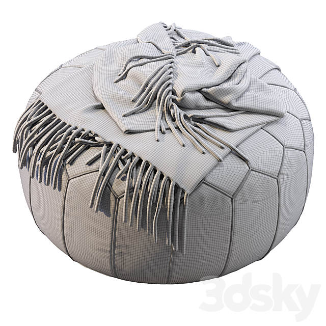 Vintage Round Moroccan Pouf Hand Tooled In Marrakech 3DS Max Model - thumbnail 5