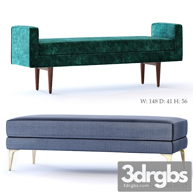 West elm andes and landry bench 2 3dsmax Download - thumbnail 1