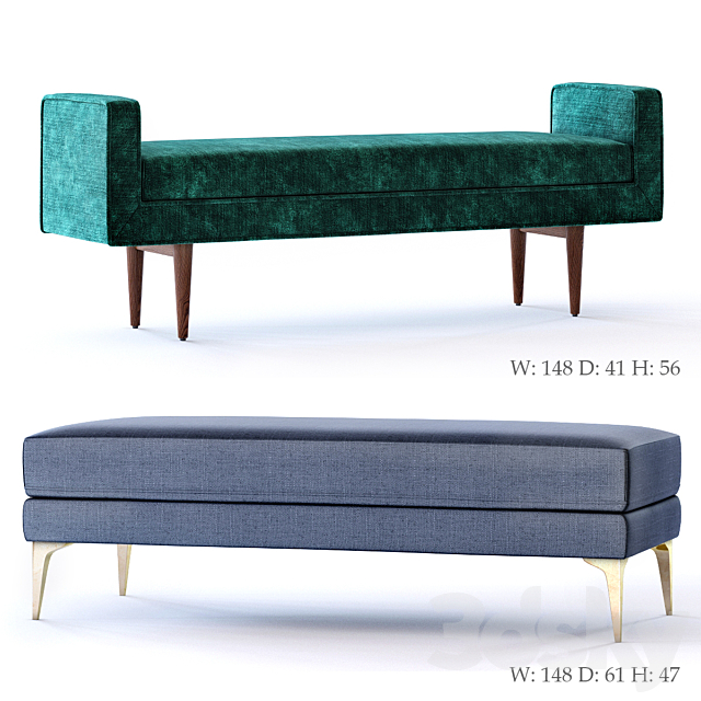 West Elm Andes and Landry Bench 3ds Max - thumbnail 1