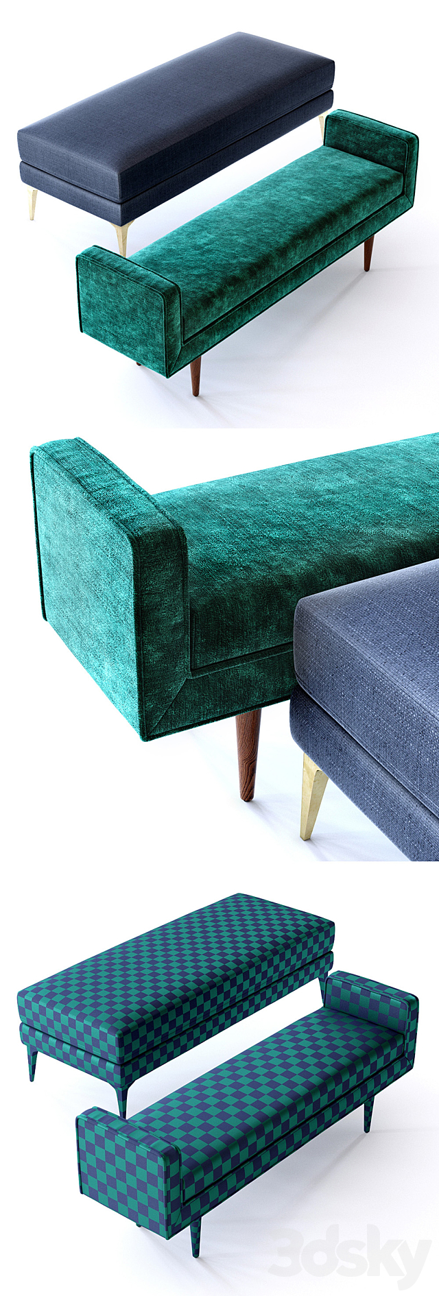 West Elm Andes and Landry Bench 3ds Max - thumbnail 2